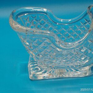 Vintage Telaflora 24% Lead Crystal Christmas Sleigh Candy Dish Bowl c.1980s EUC